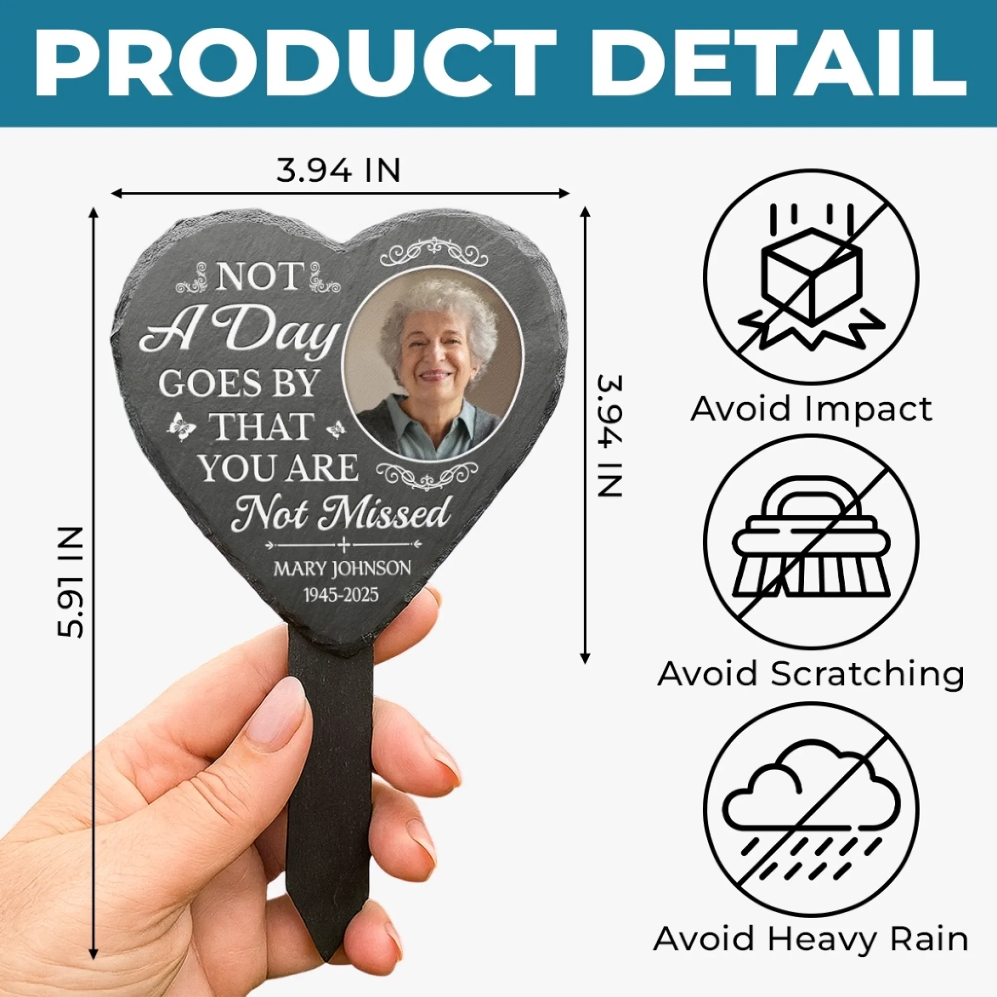 Custom Photo Garden Stone Stake - Personalized Memorial Sympathy Gifts For Loss Of Mom, Dad - Your Love Still Surrounds Me - Image 5
