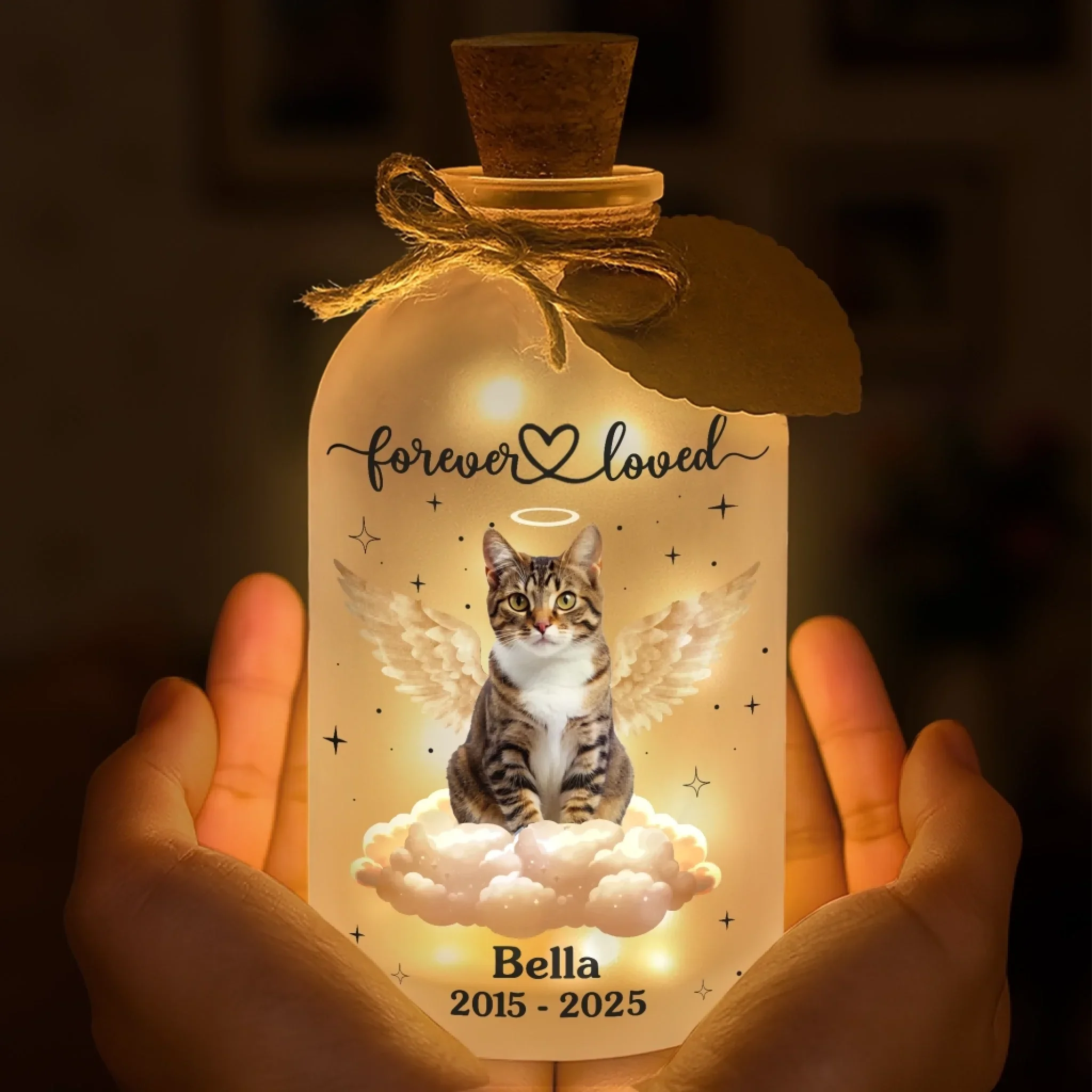 Custom Photo Glass Bottle LED Light - Personalized Pet Memorial Sympathy Gifts For Dogs, Cats - Always With Me In Spirit - Image 4