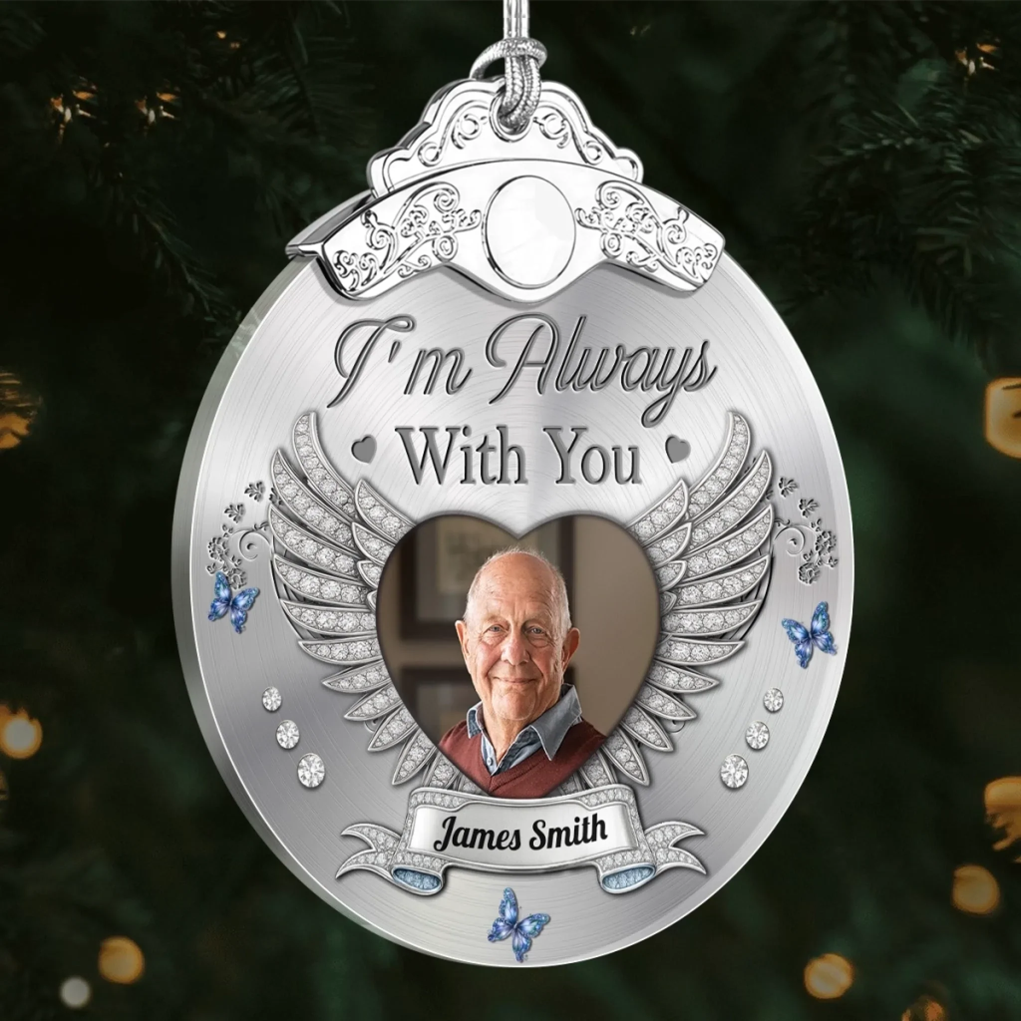 Custom Photo Glass Ornament - Personalized Christmas Memorial Sympathy Gifts For Loss Of Mom, Dad - A Life That Shines On - Image 3