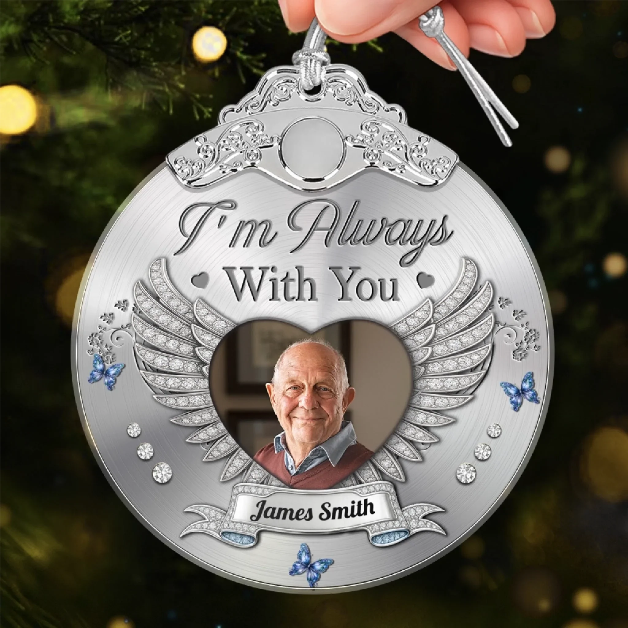 Custom Photo Glass Ornament - Personalized Christmas Memorial Sympathy Gifts For Loss Of Mom, Dad - A Life That Shines On - Image 4