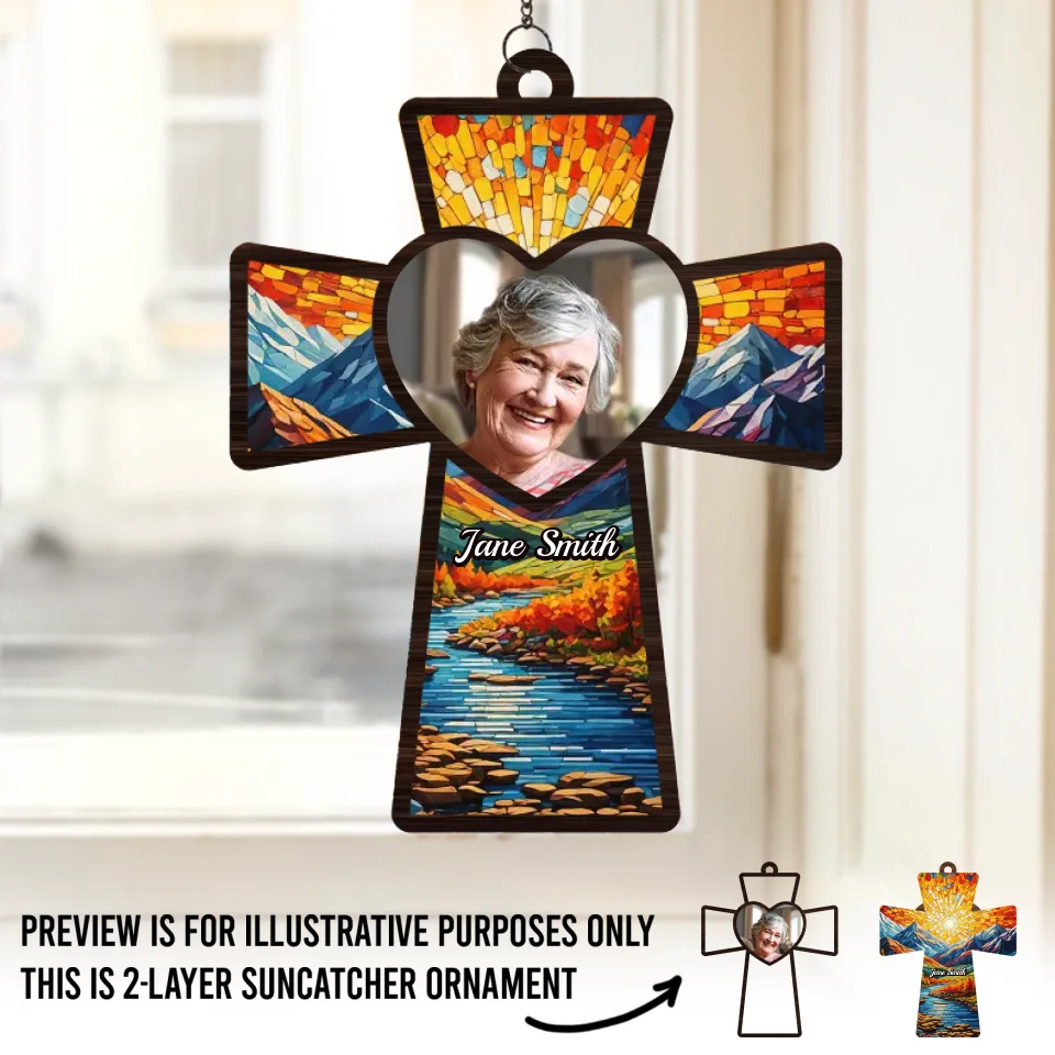 Custom Photo God Has You In His Keeping - Memorial Personalized Window Hanging Suncatcher - Sympathy Gift For Family Members - Image 2