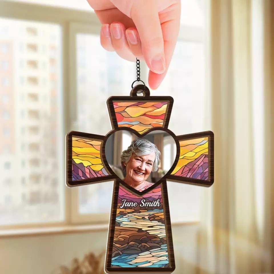Custom Photo God Has You In His Keeping - Memorial Personalized Window Hanging Suncatcher - Sympathy Gift For Family Members - Image 3