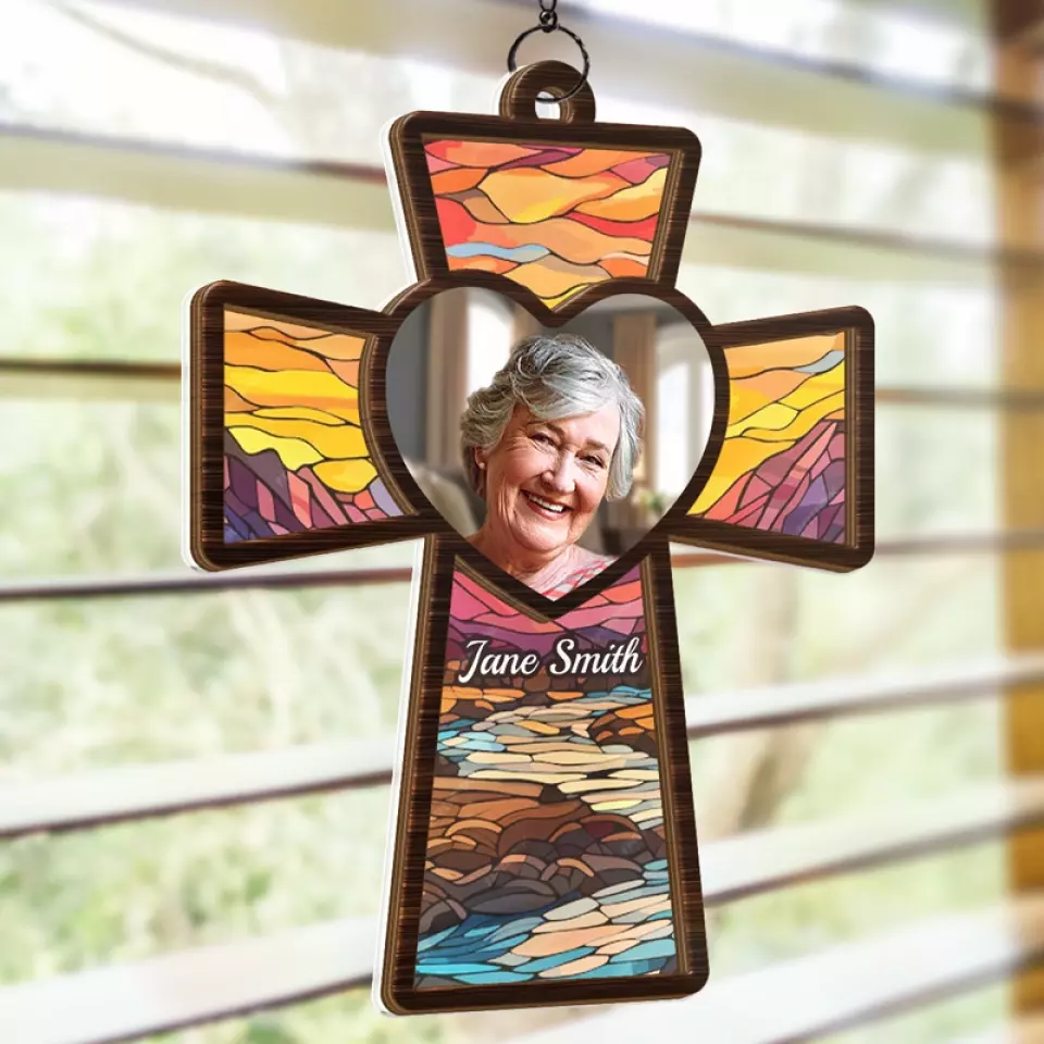 Custom Photo God Has You In His Keeping - Memorial Personalized Window Hanging Suncatcher - Sympathy Gift For Family Members - Image 4