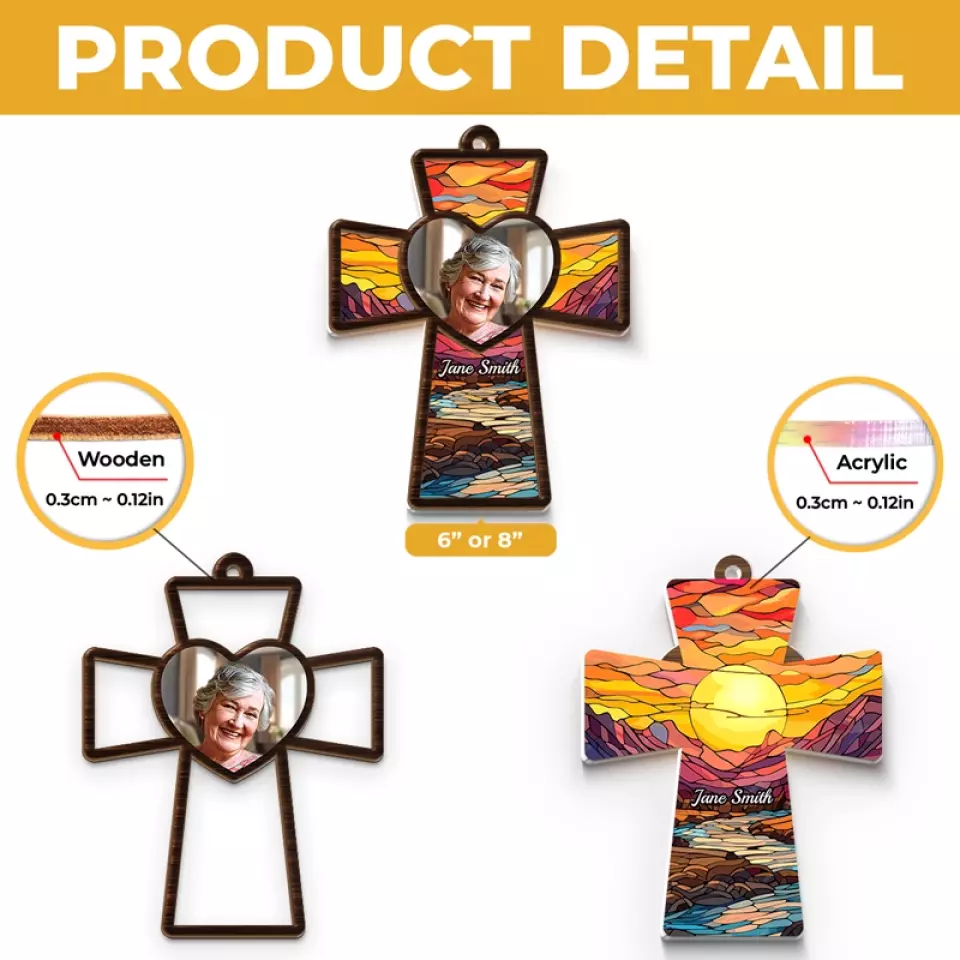 Custom Photo God Has You In His Keeping - Memorial Personalized Window Hanging Suncatcher - Sympathy Gift For Family Members - Image 5