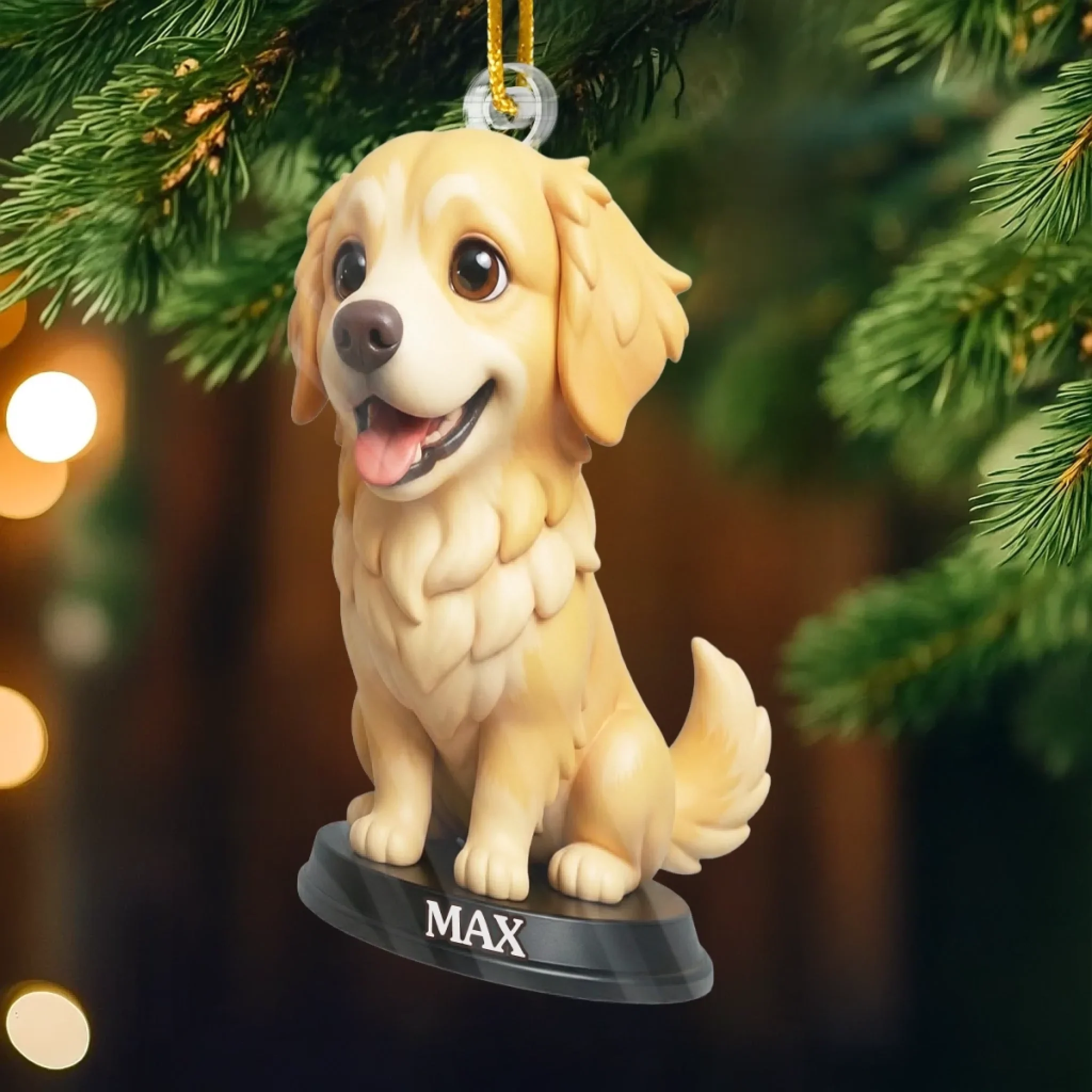 Custom Photo Golden Retriever Acrylic Ornament - Personalized Christmas Birthday Gifts For Dog Cat Lovers, Dog Dad And Mom, Cat Owners - Cuteness Overload On The Tree - Image 3