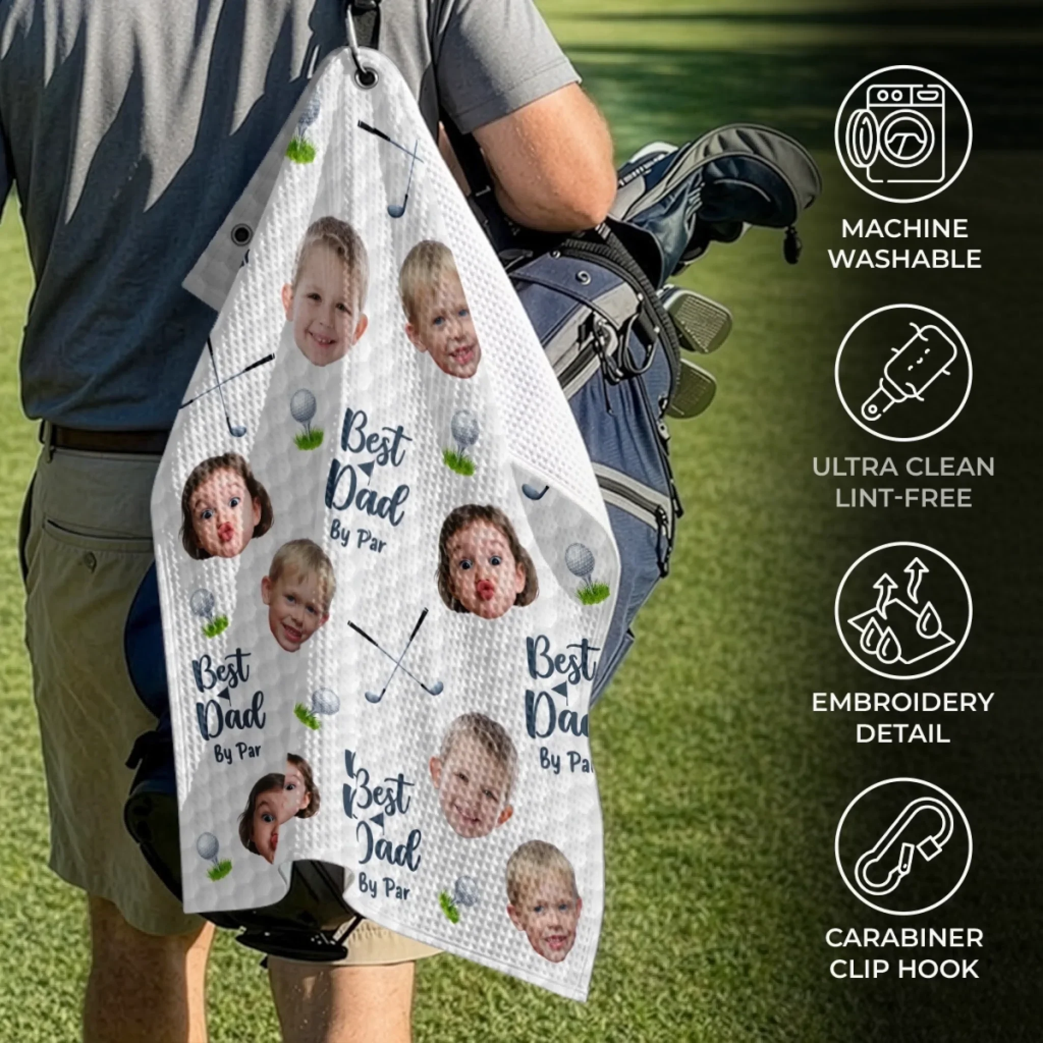 Custom Photo Golf Towel - Personalized Father's Day Birthday Golf Gifts For Dad, Grandpa - Good Days Start With Golf - Image 6
