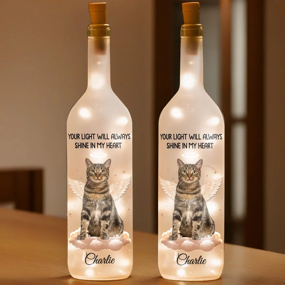 Custom Photo Gone From My Life, But Never From My Heart - Memorial Personalized Custom Bottle Lamp - Sympathy Gift For Pet Owners, Pet Lovers - Image 3