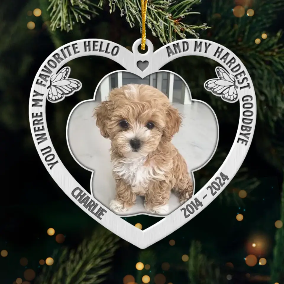 Custom Photo Gone To Heaven, Forever In Our Hearts - Memorial Personalized Custom Ornament - Metal Custom Shaped - Sympathy Gift, Christmas Gift For Pet Owners, Pet Lovers - Image 2