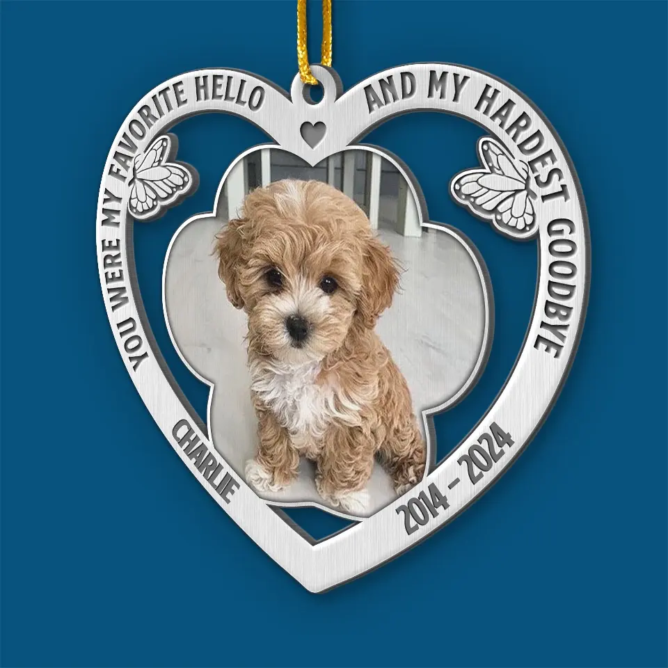 Custom Photo Gone To Heaven, Forever In Our Hearts - Memorial Personalized Custom Ornament - Metal Custom Shaped - Sympathy Gift, Christmas Gift For Pet Owners, Pet Lovers - Image 3