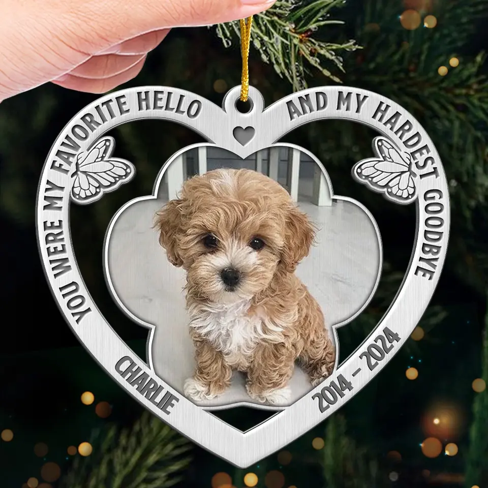 Custom Photo Gone To Heaven, Forever In Our Hearts - Memorial Personalized Custom Ornament - Metal Custom Shaped - Sympathy Gift, Christmas Gift For Pet Owners, Pet Lovers - Image 4