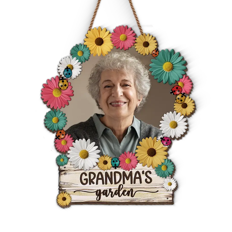 Custom Photo Grandma's Garden - Family Personalized Custom Shaped Home Decor Wood Sign - House Warming Gift For Mom, Grandma - Image 2