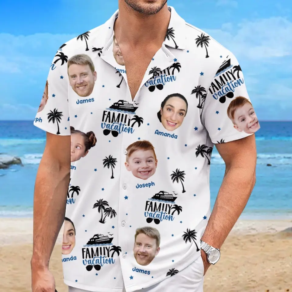 Custom Photo Happiness Is A Summer Day With Family - Family Personalized Custom Unisex Tropical Hawaiian Aloha Shirt - Summer Vacation Gift For Family Members - Image 4