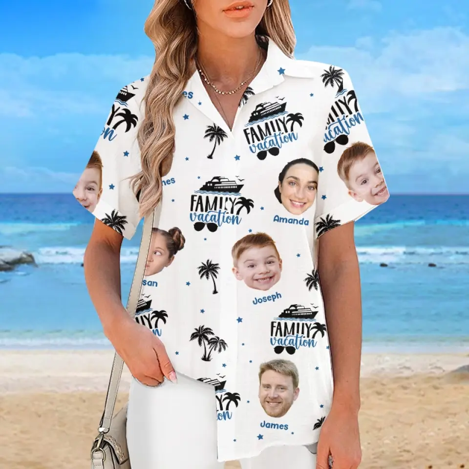 Custom Photo Happiness Is A Summer Day With Family - Family Personalized Custom Unisex Tropical Hawaiian Aloha Shirt - Summer Vacation Gift For Family Members - Image 5