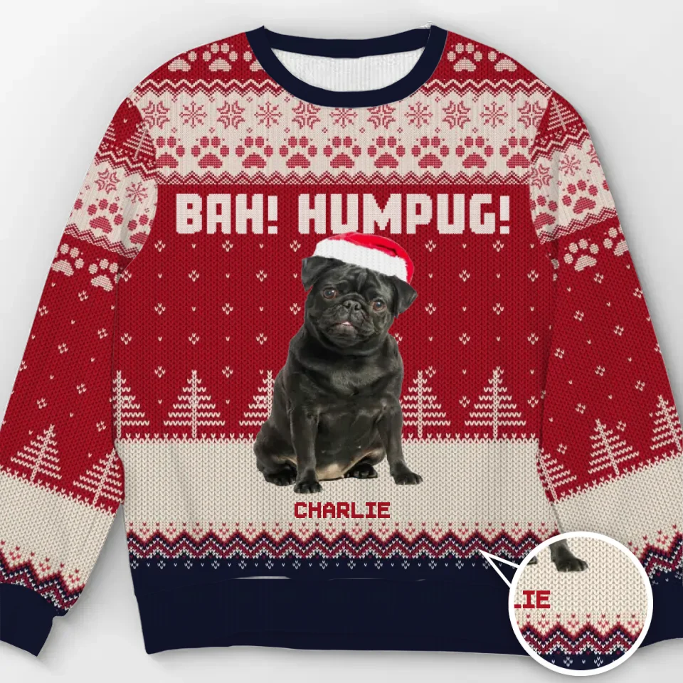 Custom Photo Happiness Is A Warm Puppy - Dog & Cat Personalized Custom Ugly Sweatshirt - Unisex Wool Jumper - Christmas Gift For Pet Owners, Pet Lovers - Image 2