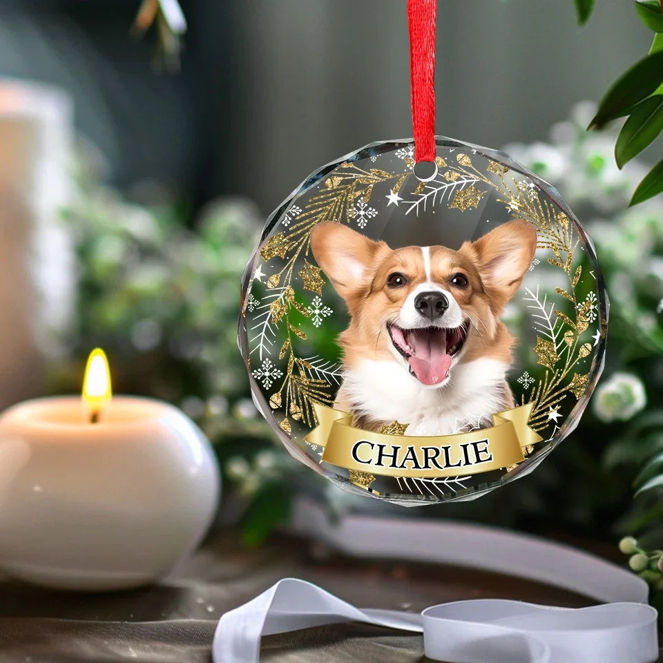 Custom Photo Happiness Is A Warm Puppy Or A Purring Kitty - Dog & Cat Personalized Custom Circle Glass Ornament - Christmas Gift For Pet Owners, Pet Lovers - Image 5