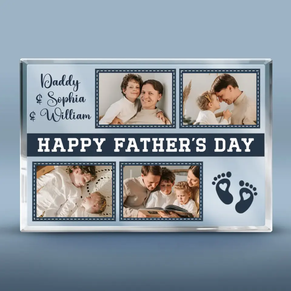 Custom Photo Happy Father's Day - Family Personalized Custom Rectangle Shaped Acrylic Plaque - Father's Day, Gift For Dad - Image 2