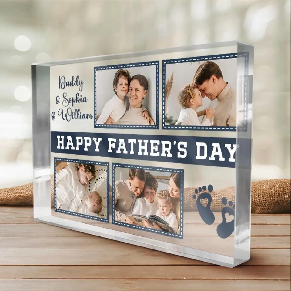 Custom Photo Happy Father's Day - Family Personalized Custom Rectangle Shaped Acrylic Plaque - Father's Day, Gift For Dad - Image 3