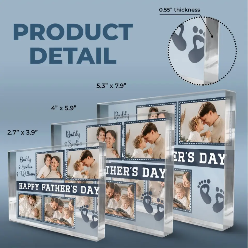 Custom Photo Happy Father's Day - Family Personalized Custom Rectangle Shaped Acrylic Plaque - Father's Day, Gift For Dad - Image 4