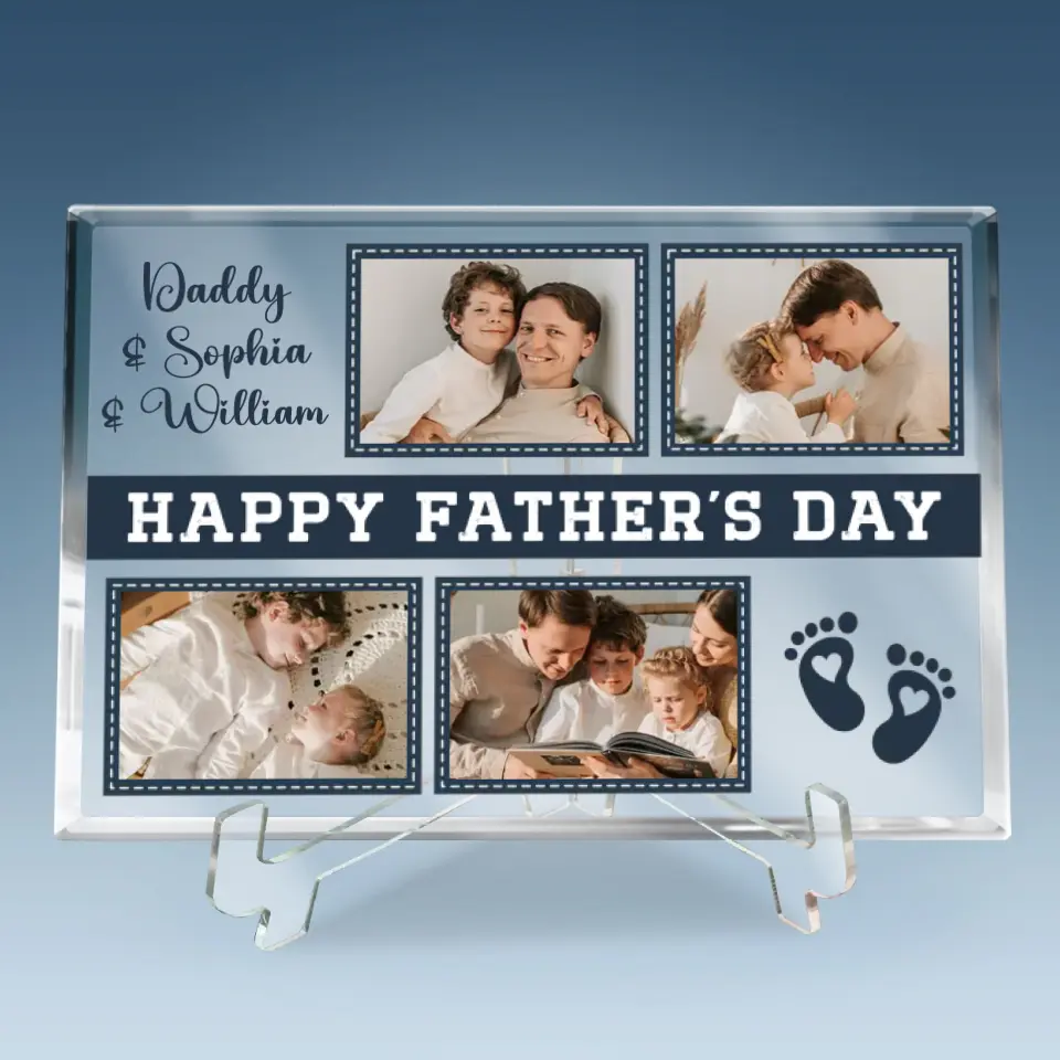 Custom Photo Happy Father's Day - Family Personalized Custom Rectangle Shaped Acrylic Plaque - Father's Day, Gift For Dad - Image 5