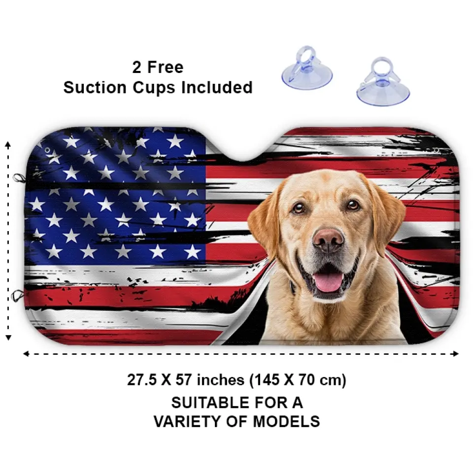Custom Photo Happy Trip - Dog & Cat Personalized Custom Auto Windshield Sunshade, Car Window Protector - Gift For Pet Owners, Pet Lovers - Image 3