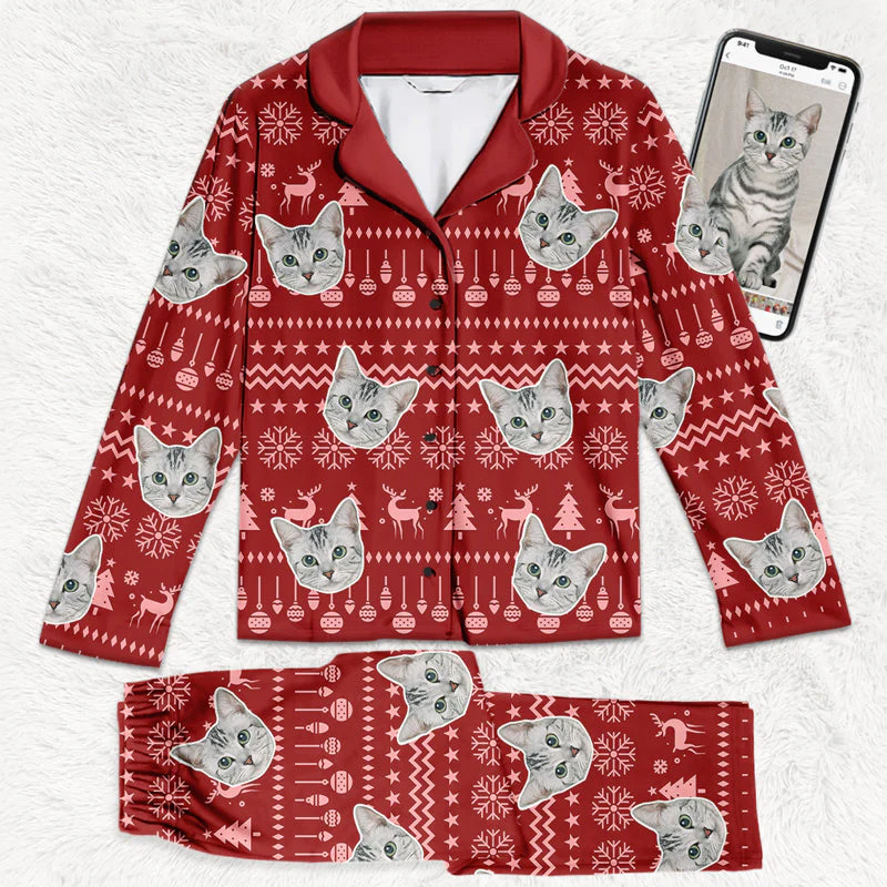 Custom Photo Have A Pawesome Christmas - Dog & Cat Personalized Custom Face Photo Pajamas - Christmas Gift For Pet Owners, Pet Lovers - Image 2