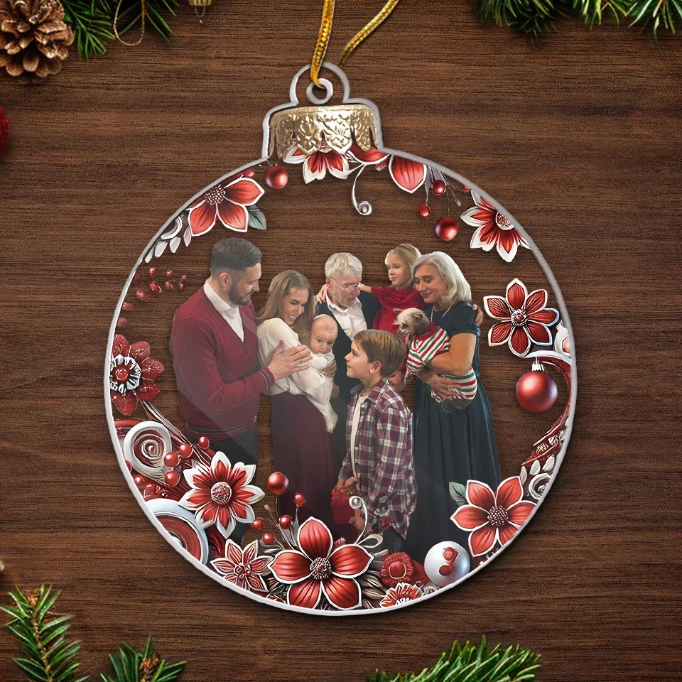 Custom Photo Heart Full Of Christmas Joy And Family Love - Family Personalized Custom Ornament - Acrylic Custom Shaped - Christmas Gift For Family Members - Image 5