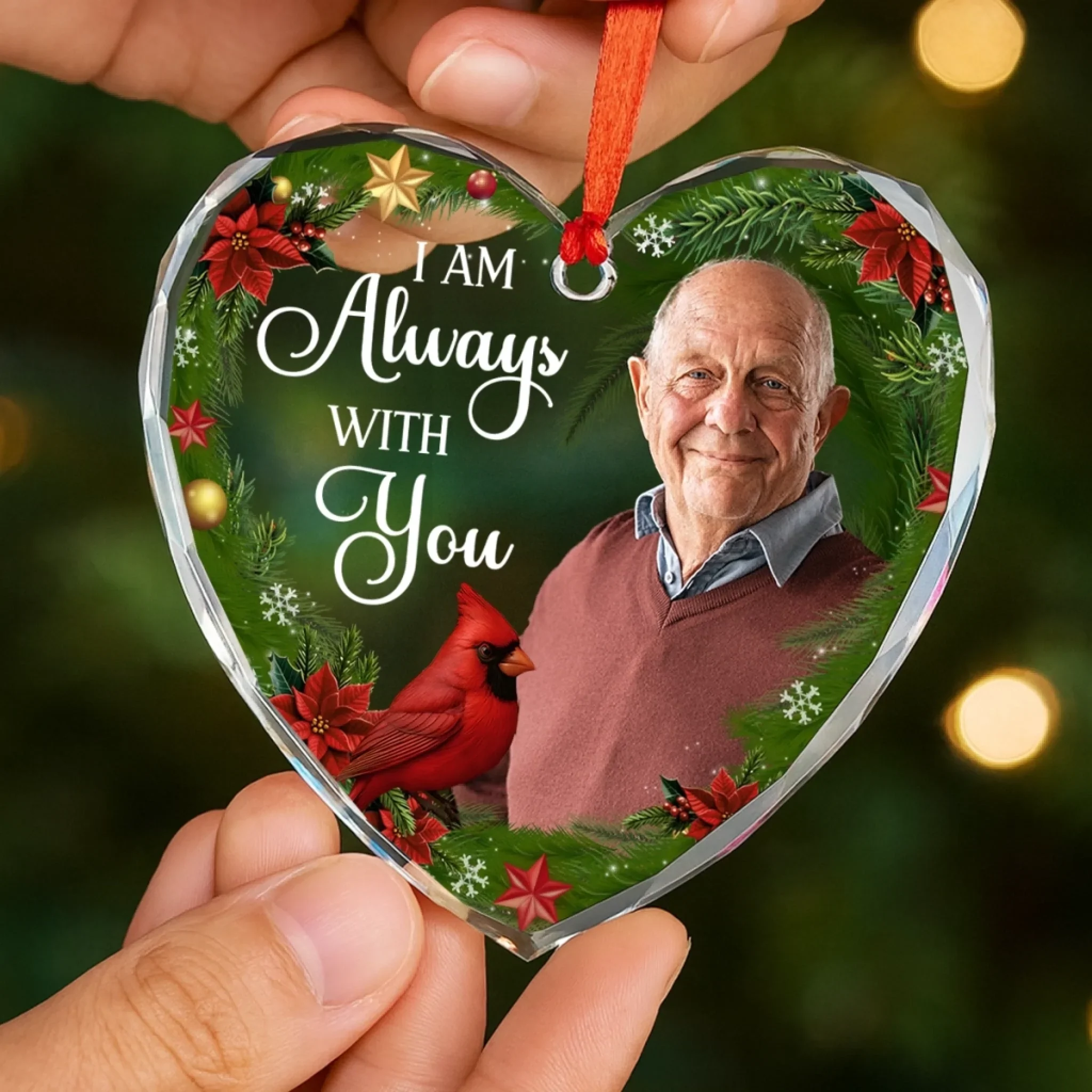 Custom Photo Heart Glass Ornament - Personalized Christmas Memorial Sympathy Gifts For Loss Of Mom, Dad - You’re Still My Guiding Star - Image 4