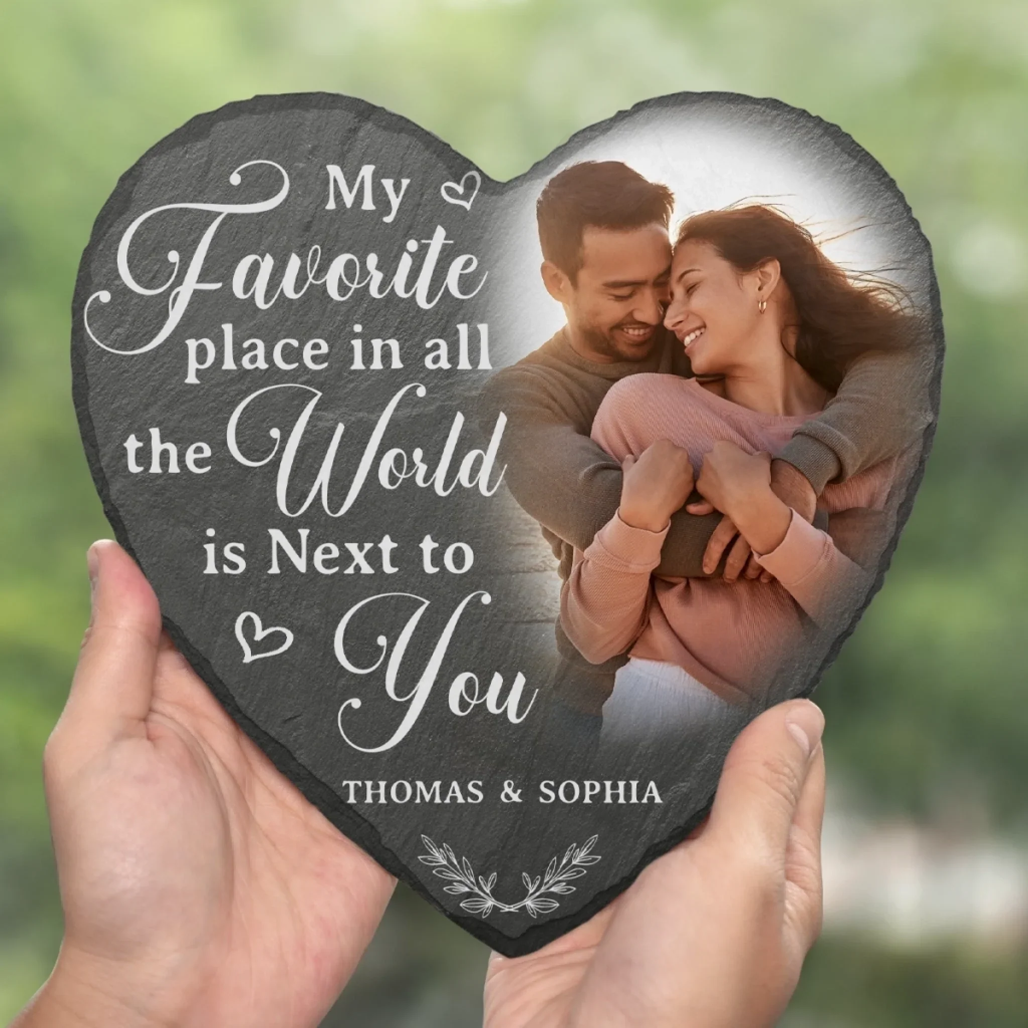 Custom Photo Heart Shaped Stone With Stand - Personalized Anniversary Wedding Gifts For Husband And Wife, Him And Her - Next To You - Image 4