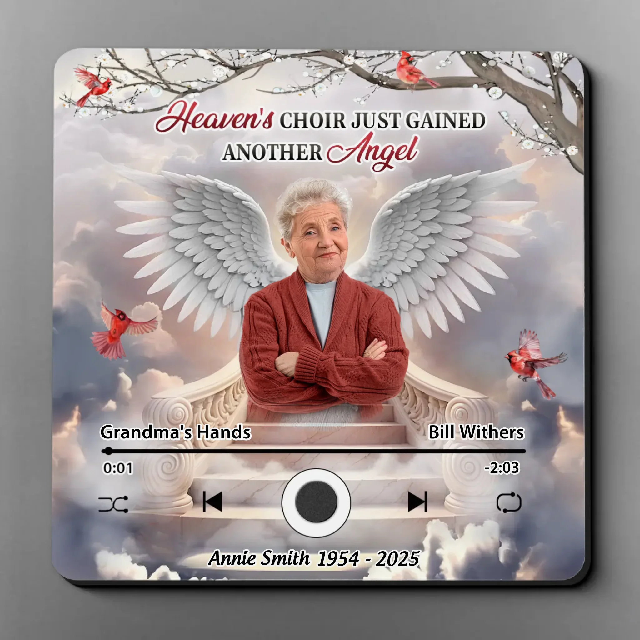 Custom Photo Heaven's Choir Just Gained Another Angel - Memorial Personalized Custom Music Fridge Magnet That Can Play Songs - Sympathy Gift For Family Members - Image 2