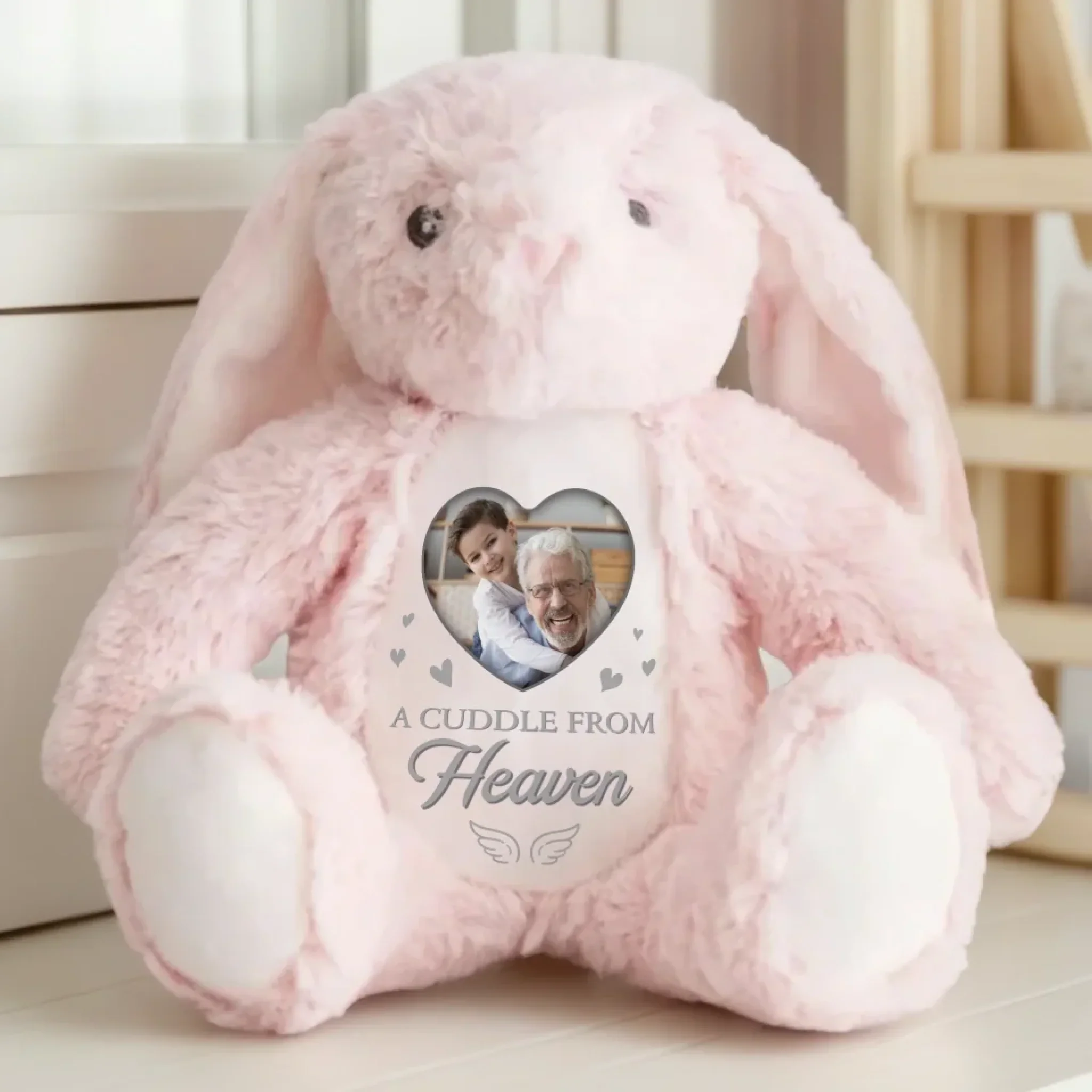 Custom Photo Heaven's Love In Every Hug - Memorial Personalized Custom Easter Bunny Plush - Sympathy Gift For Family Members - Image 7