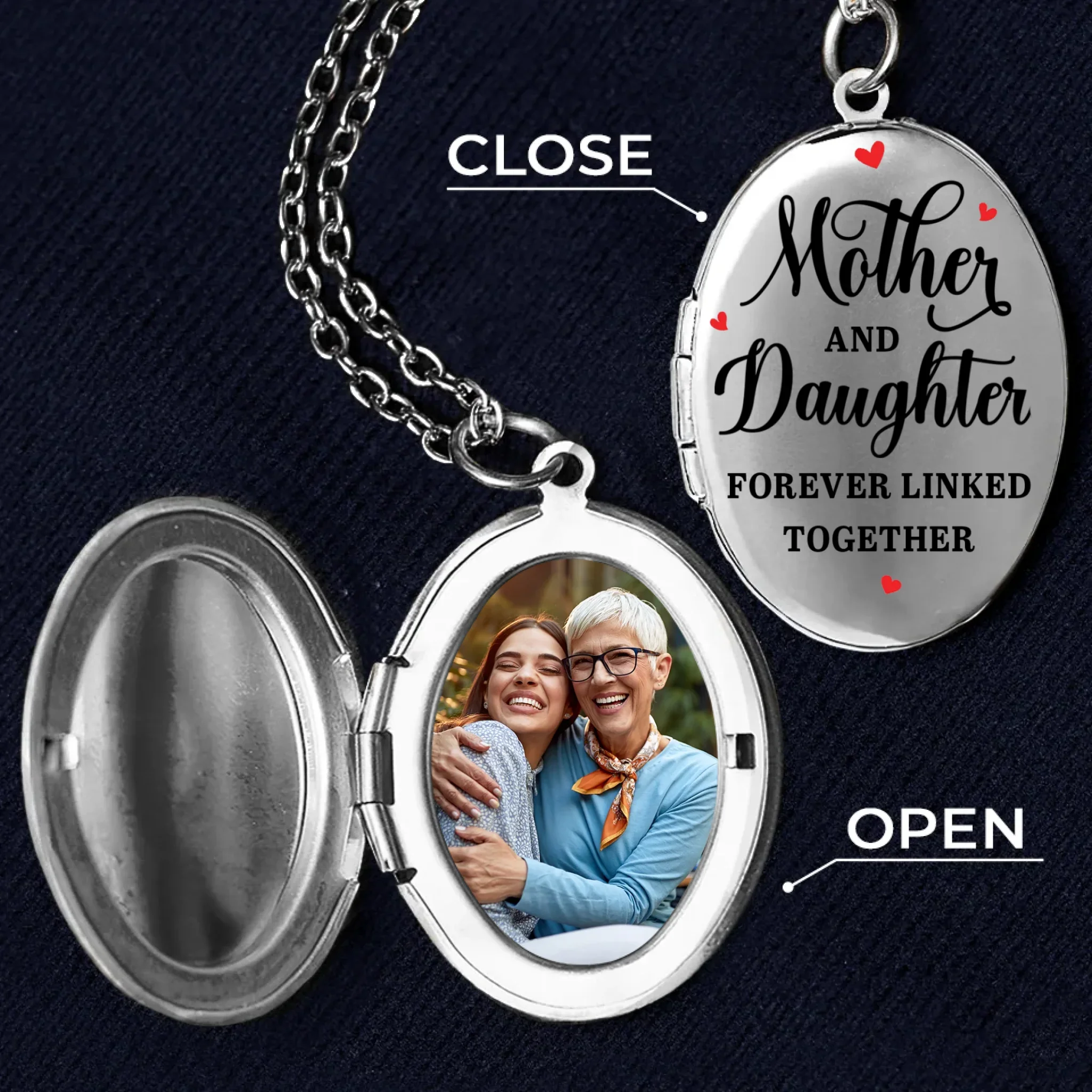 Custom Photo Her Smile Is My Reflection - Family Personalized Custom Locket Necklace - Mother's Day, Gift For Mom, Daughter - Image 3