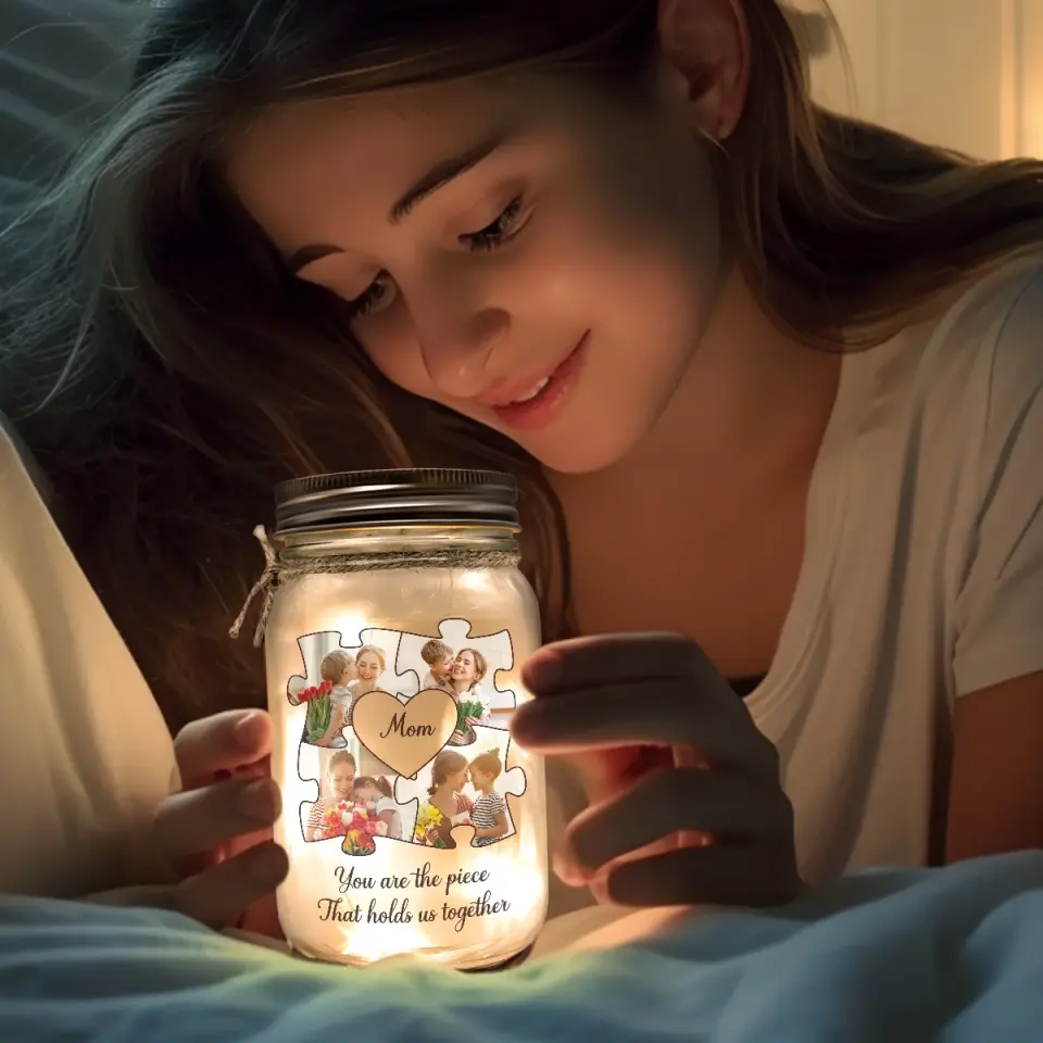 Custom Photo Hold Us Together - Family Personalized Custom Mason Jar Light - Mother's Day, Gift For Grandma - Image 3