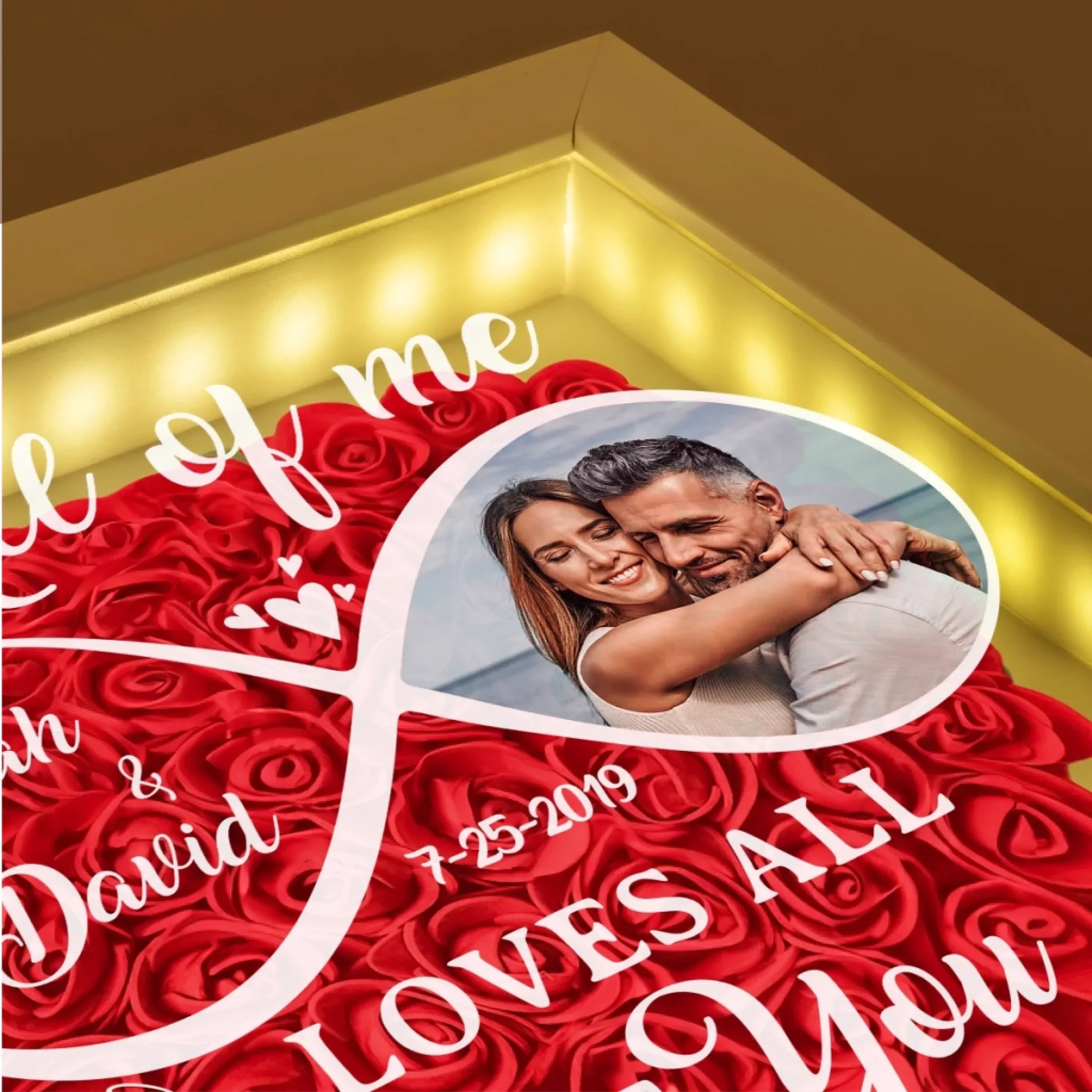 Custom Photo Holding Hands Through Every Season - Couple Personalized Custom Flower Shadow Box With LED - Gift For Husband Wife, Anniversary - Image 6