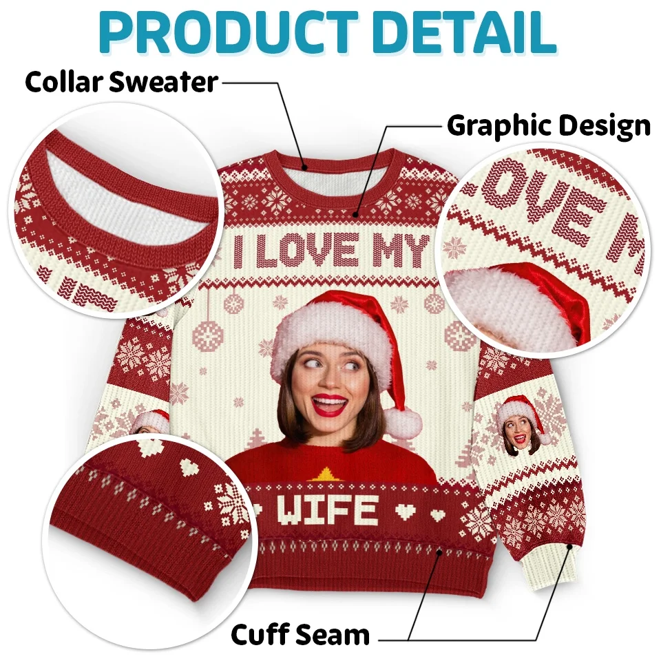 Custom Photo Holidays Are Better With You By My Side - Couple Personalized Custom Ugly Sweatshirt - Unisex Wool Jumper - Christmas Gift For Husband Wife, Anniversary - Image 5
