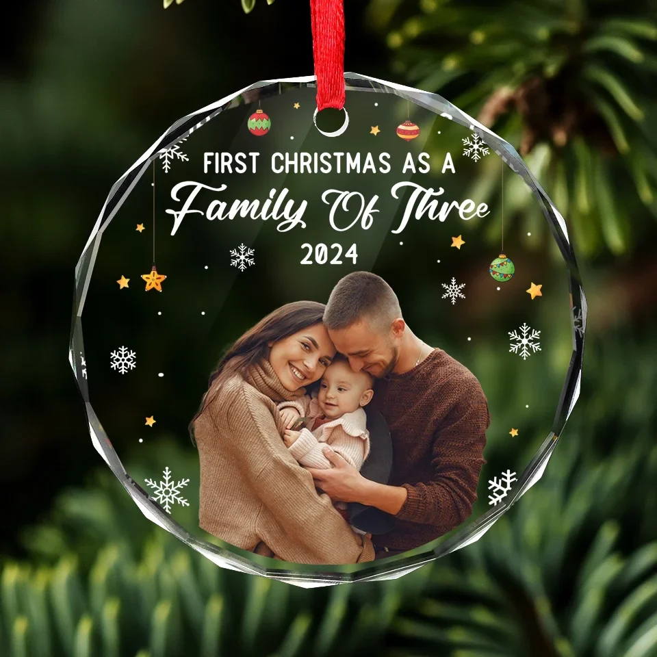 Custom Photo Home Is Filled With Love And Family Memories - Family Personalized Custom Circle Glass Ornament - Christmas Gift For Family Members - Image 3