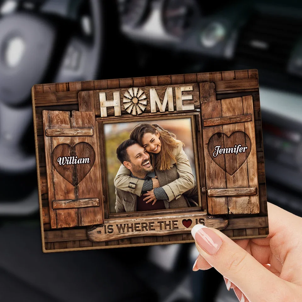 Custom Photo Home Is Where The Love Is - Couple Personalized Custom Car Visor Clip - Christmas Gift For Husband Wife, Anniversary - Image 3