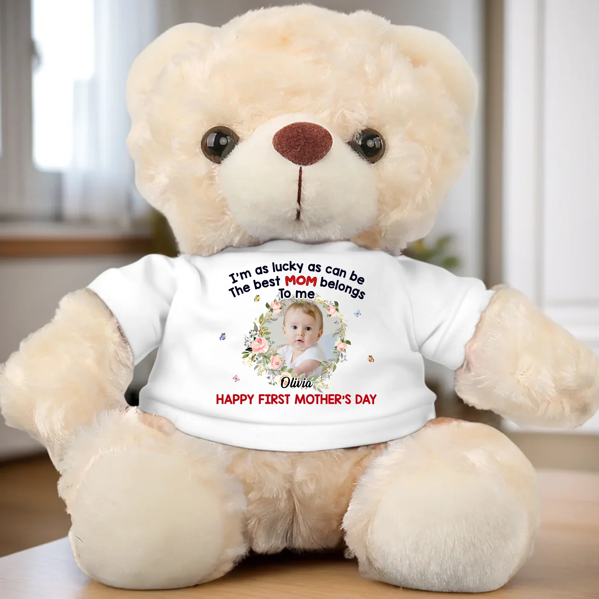 Custom Photo Hoppy Together, Forever - Family Personalized Custom Teddy Bear Plush - Mother's Day, Baby Shower Gift, Gift For First Mom, Pregnancy, Newborn Baby - Image 3