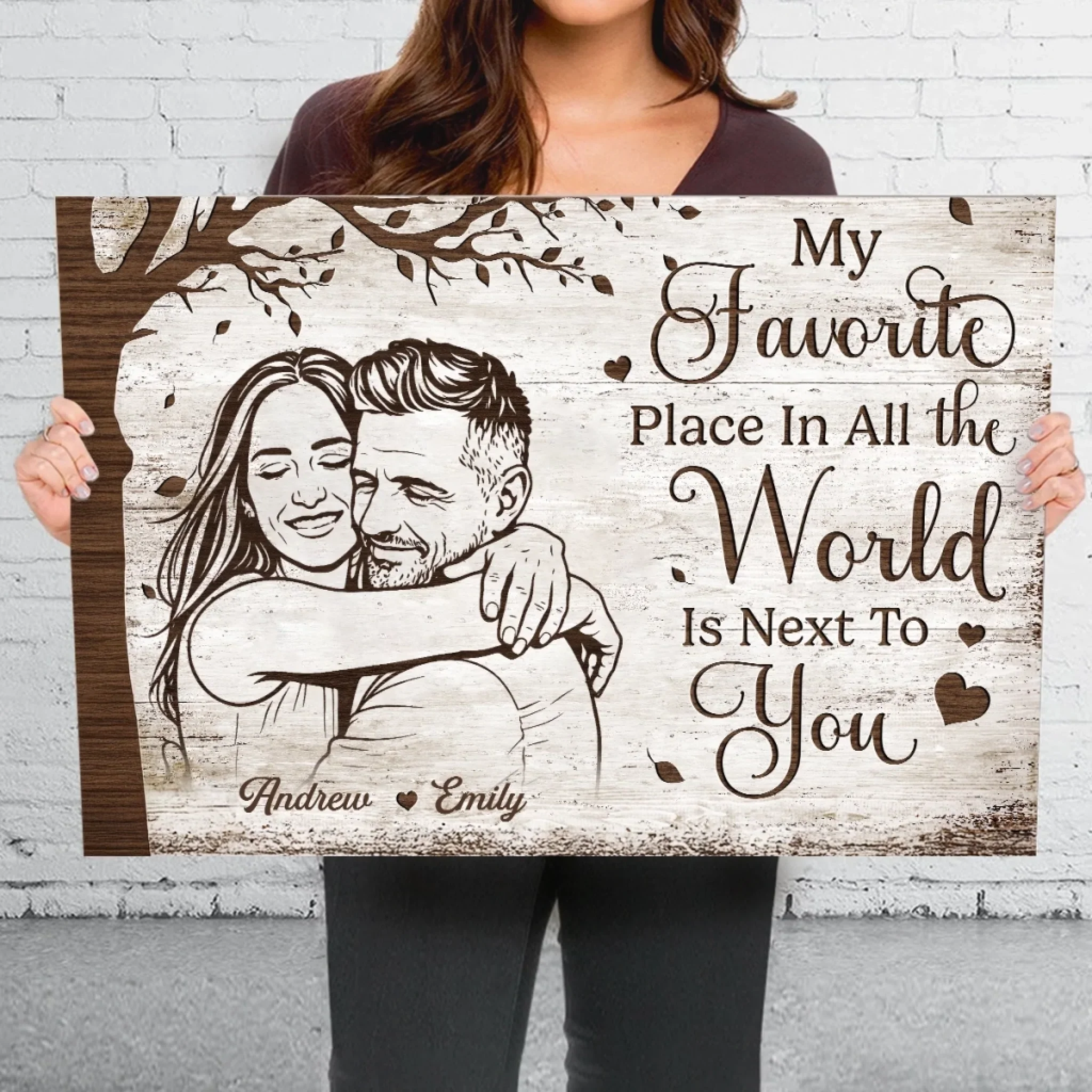 Custom Photo Horizontal Poster, Canvas - Personalized Anniversary Wedding Gifts For Husband And Wife, Him And Her - Happily Ever After - Image 4