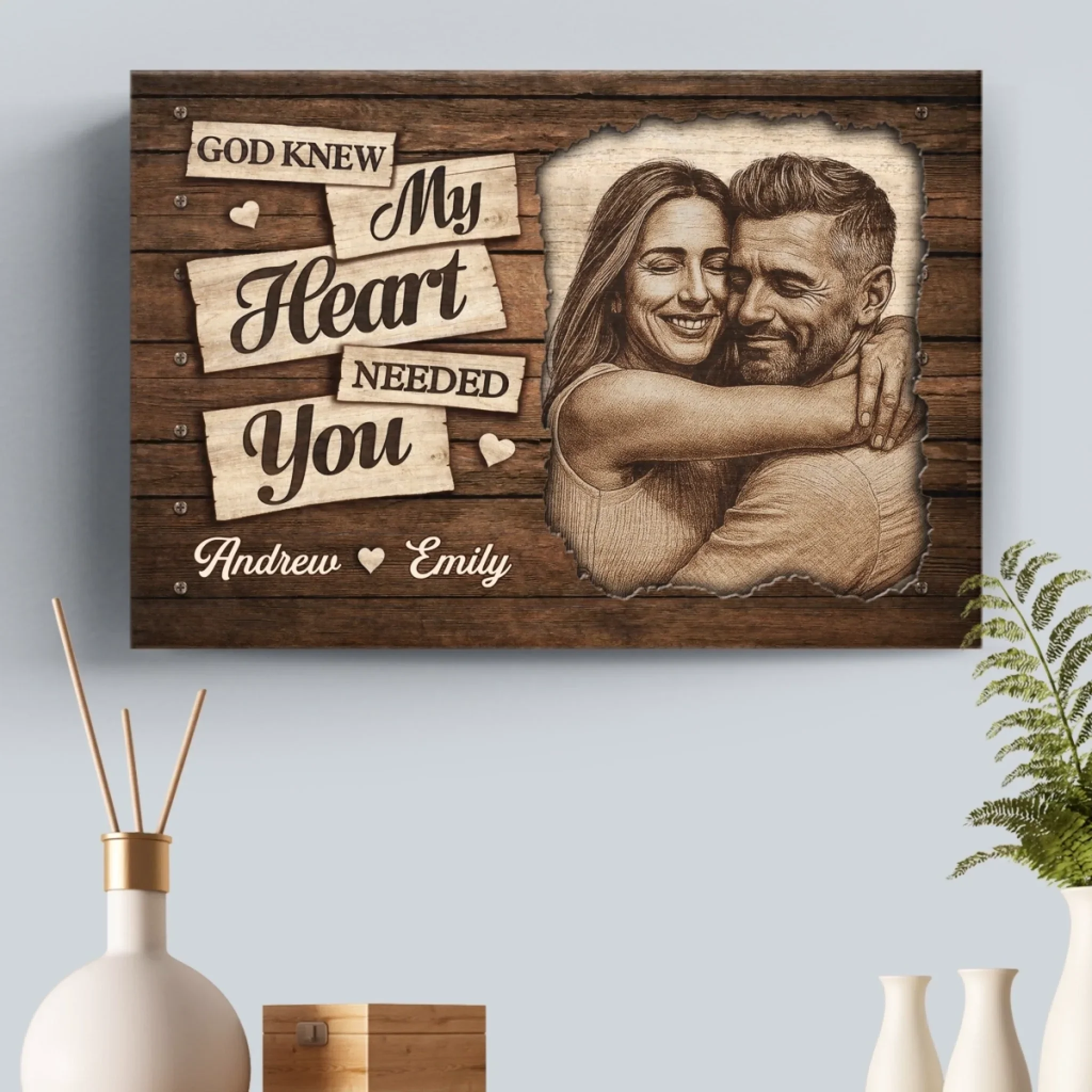 Custom Photo Horizontal Poster, Canvas - Personalized Anniversary Wedding Gifts For Husband And Wife, Him And Her - Love Feels Easy Here - Image 7