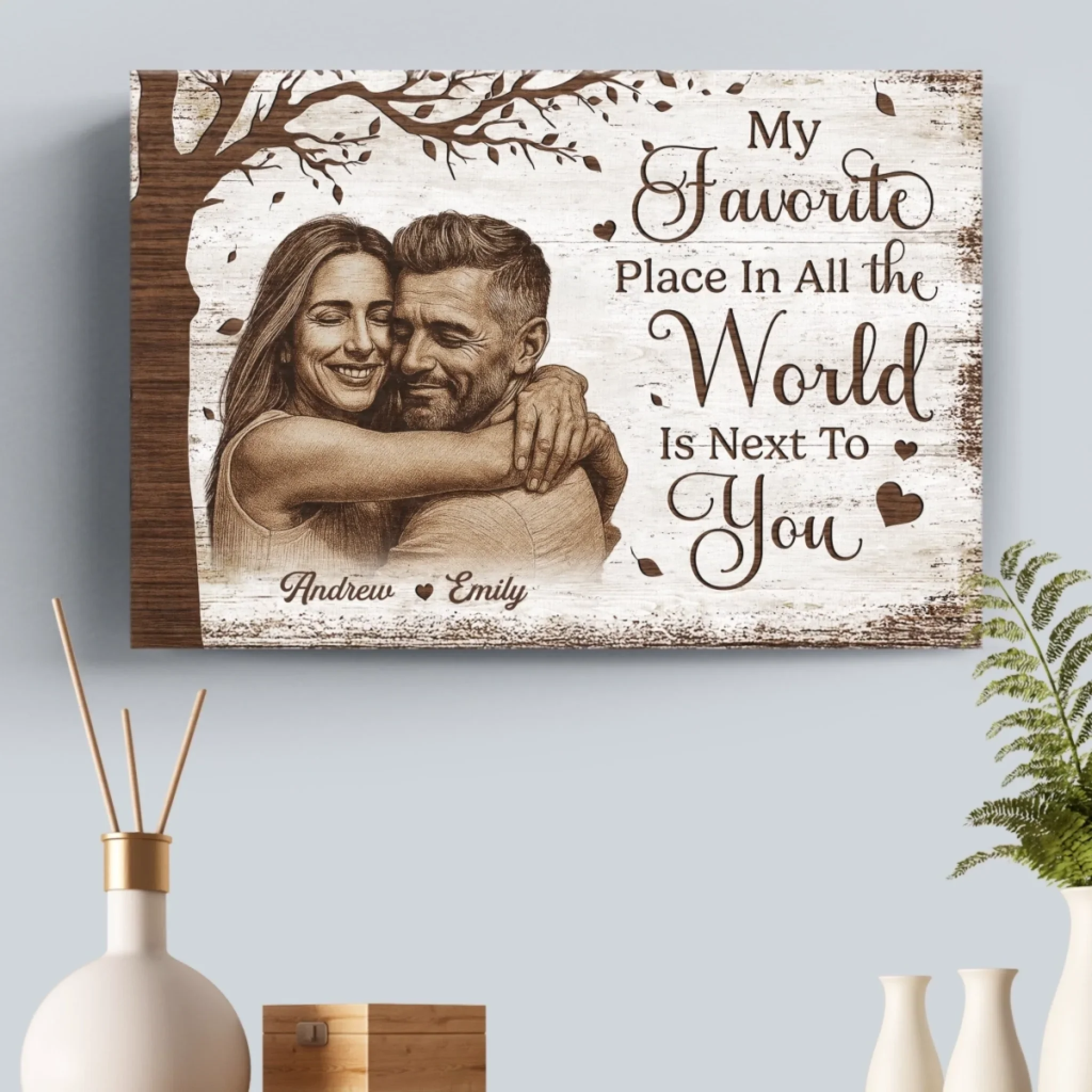 Custom Photo Horizontal Poster, Canvas - Personalized Anniversary Wedding Gifts For Husband And Wife, Him And Her - My World Feels Complete - Image 7