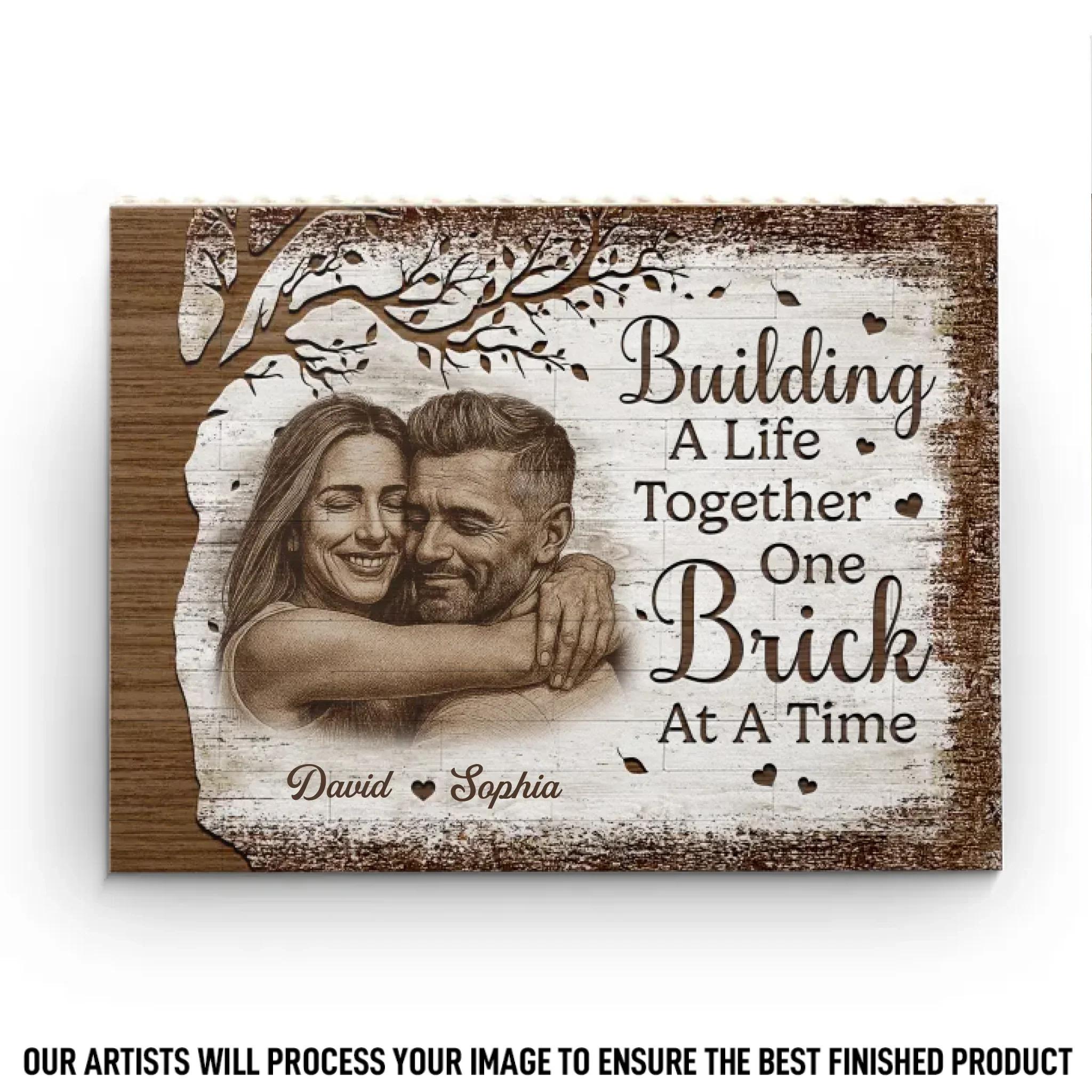 Custom Photo Horizontal Rectangle Shaped Building Brick Blocks - Personalized Anniversary Wedding Gifts For Husband And Wife, Him And Her - Side By Side Feels Easy - Image 2