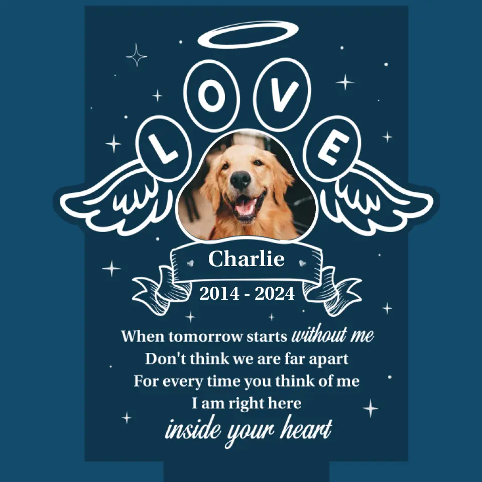 Custom Photo I Am Right Here Inside Your Heart  - Memorial Personalized Custom Garden Solar Light - Sympathy Gift For Pet Owners, Pet Lovers - Image 2