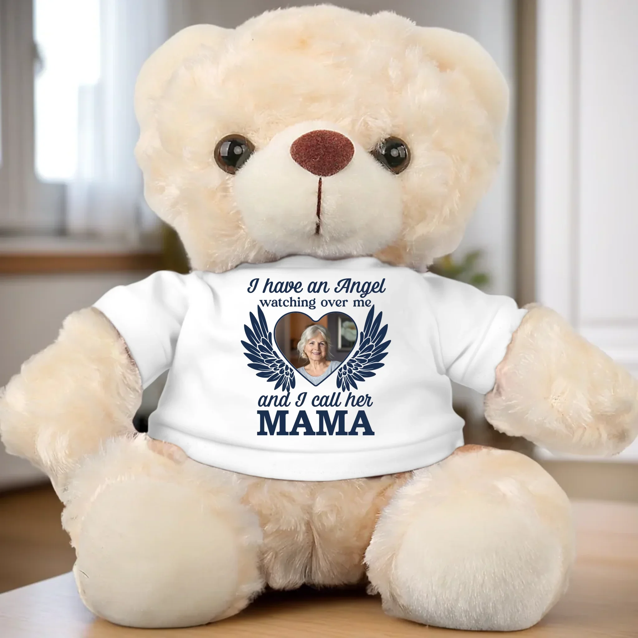 Custom Photo I Have An Angel Watching Over Me - Memorial Personalized Custom Teddy Bear Plush - Sympathy Gift For Family Members - Image 3