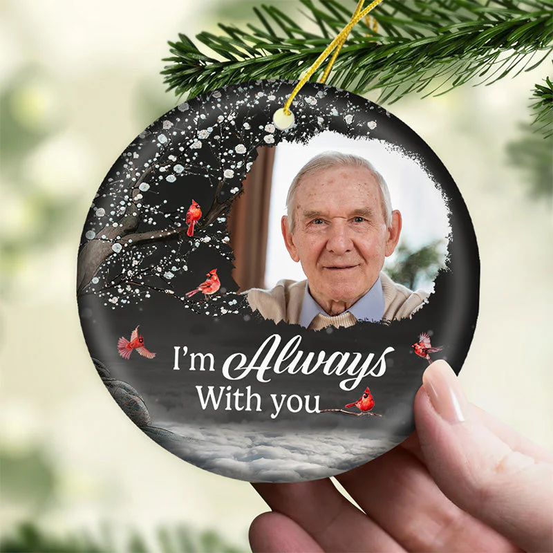 Custom Photo I Hold You Tightly Within My Heart - Memorial Personalized Custom Ornament - Ceramic Round Shaped - Christmas Gift, Sympathy Gift For Family Members - Image 4
