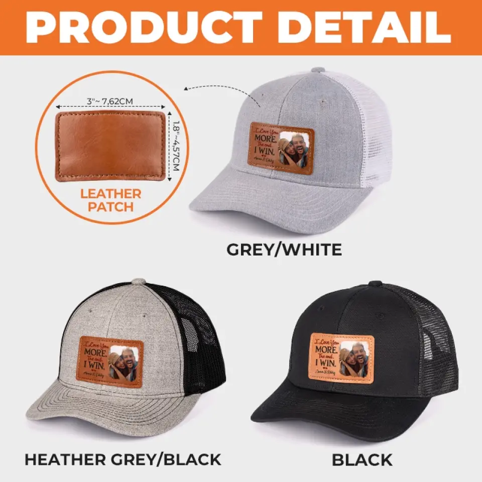 Custom Photo I Love More The End I Win - Couple Personalized Custom Leather Patch Hat - Gift For Husband Wife, Anniversary - Image 8