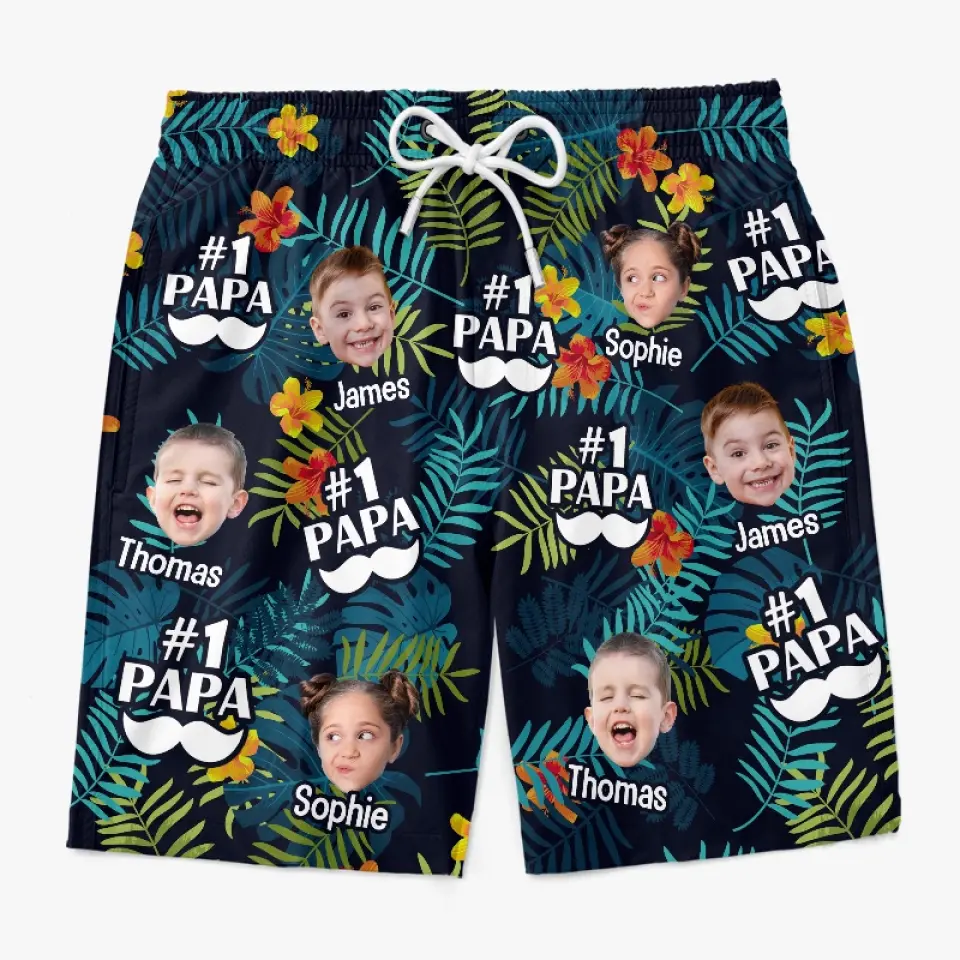 Custom Photo I Love You, Daddy - Family Personalized Custom Tropical Hawaiian Aloha Men Beach Shorts - Summer Vacation Gift For Dad, Grandpa - Image 4