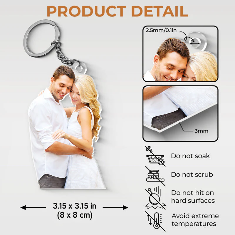 Custom Photo I Love You To The Moon And Back - Couple Personalized Custom Shaped Acrylic Keychain - Gift For Husband Wife, Anniversary - Image 5