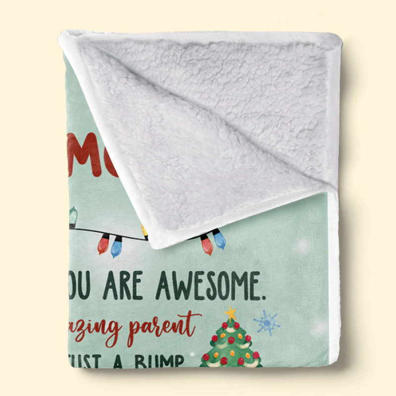 Custom Photo I May Be Just A Bump - Family Personalized Custom Baby Blanket - Baby Shower Gift, First Christmas Gift, Christmas Gift For First Mom - Image 4