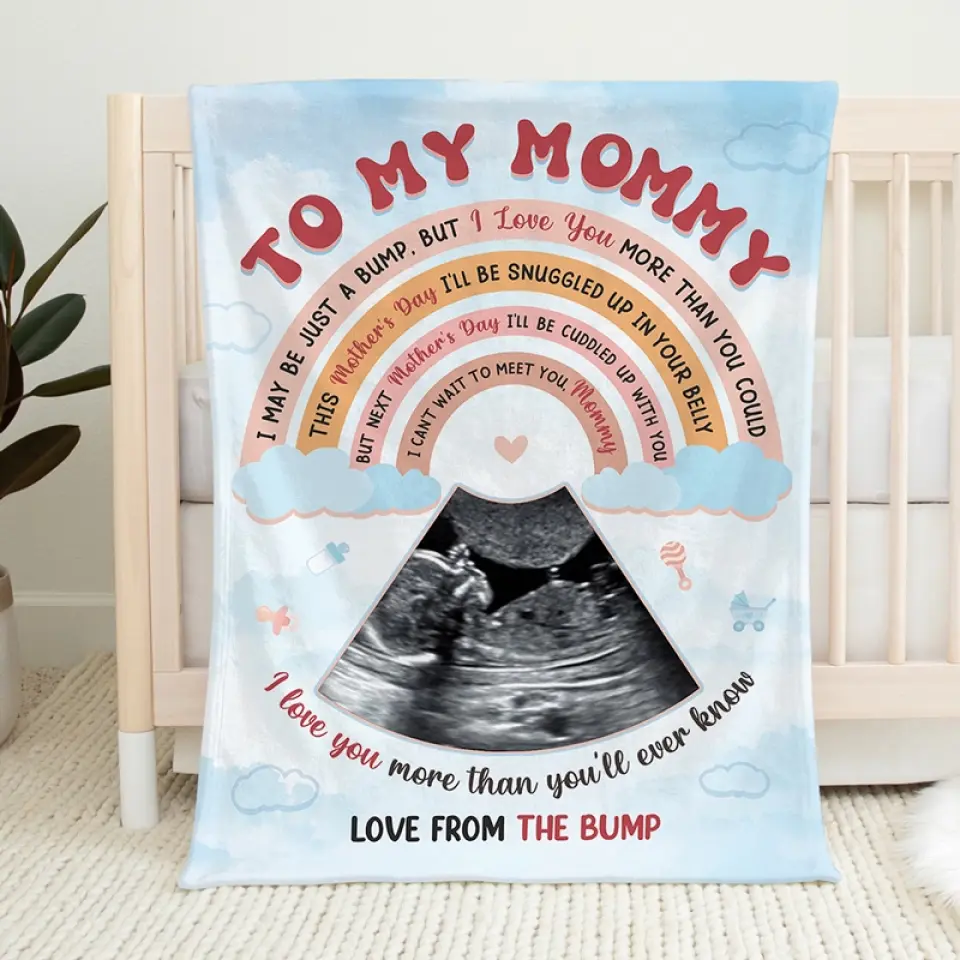 Custom Photo I May Be Just A Bump - Family Personalized Custom Blanket - Mother's Day, Baby Shower Gift, Gift For First Mom - Image 3