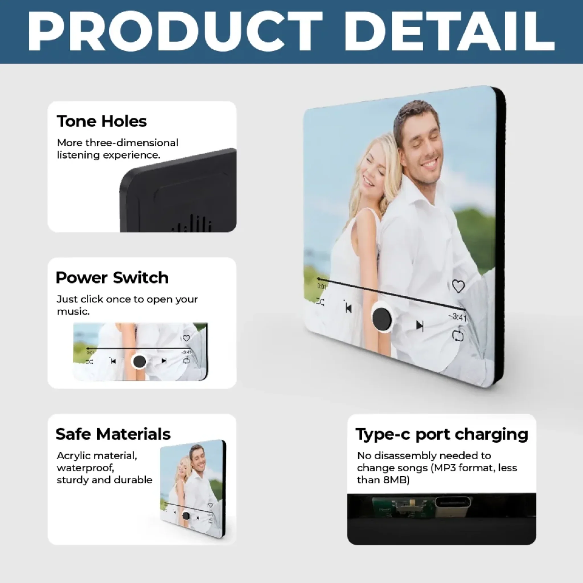 Custom Photo I Miss The Sound Of Your Voice - Memorial Personalized Custom Music Fridge Magnet That Can Play Songs - Sympathy Gift For Family Members - Image 5